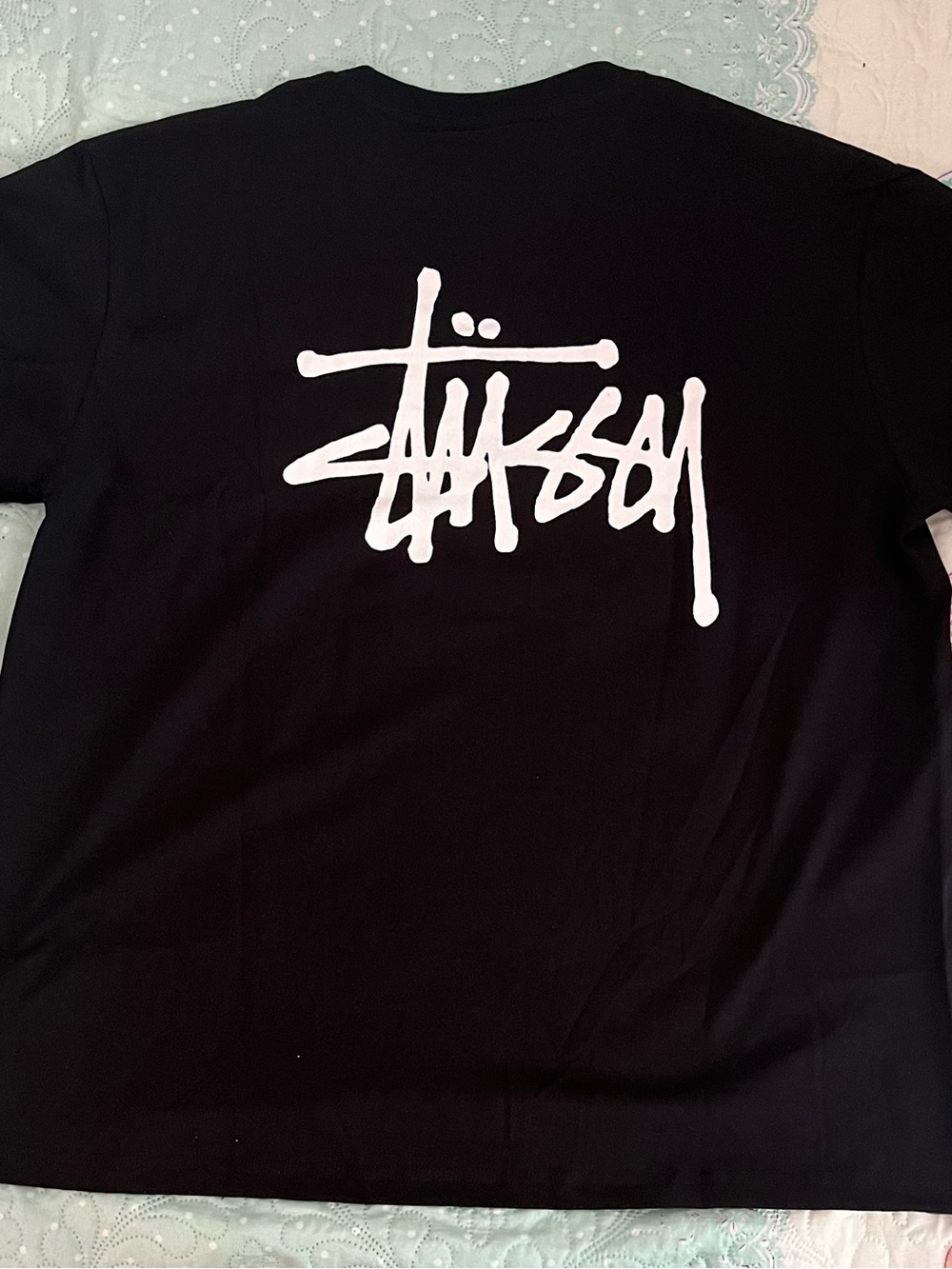 Stussy Black T-Shirt with White Logo